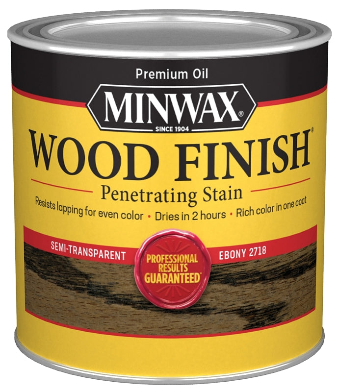 MINWAX Minwax 227184444 Wood Stain, Ebony, Liquid, 0.5 pt Can