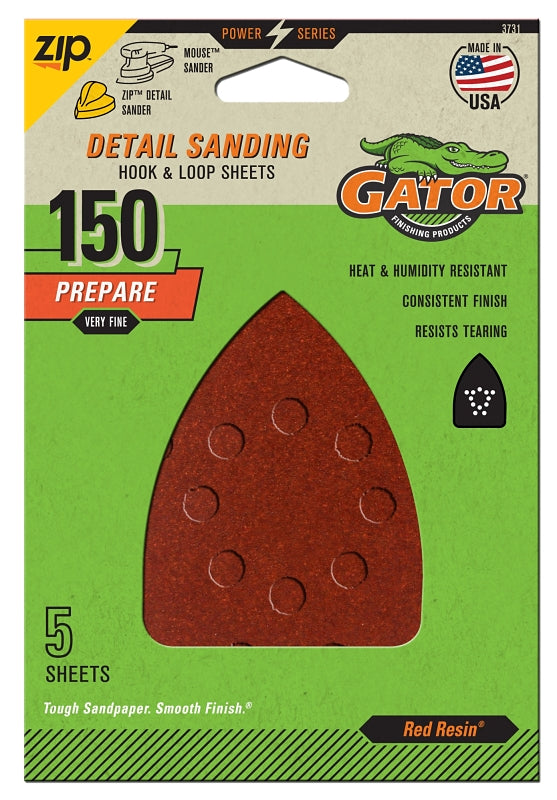 GATOR Gator 3731 Sanding Sheet, 3-1/2 in W, 5 in L, 150 Grit, Fine, Aluminum Oxide Abrasive, Paper Backing TOOLS GATOR