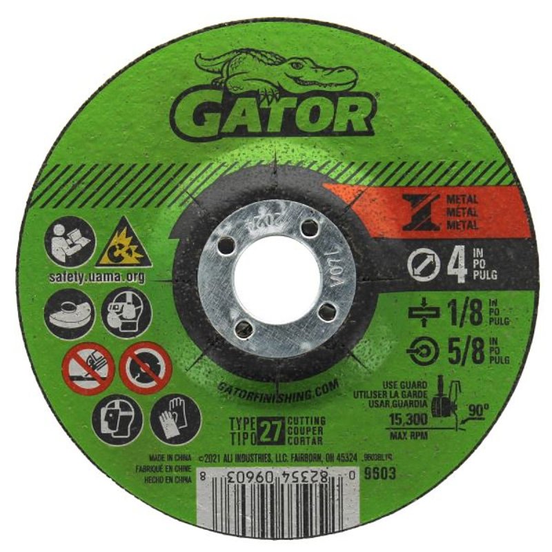 GATOR GatorBlade 9603 Cut-Off Wheel, 4 in Dia, 1/8 in Thick, 5/8 in Arbor, Silicone Carbide Abrasive, 24 Grit