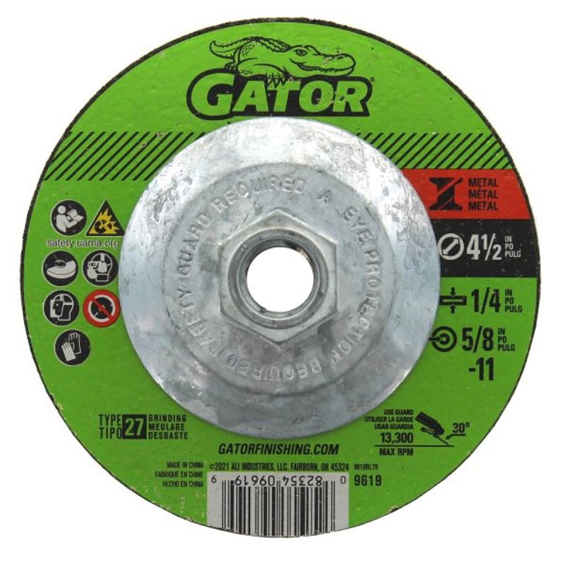 GATOR GatorBlade 9619 Cut-Off Wheel, 4-1/2 in Dia, 1/4 in Thick, 5/8-11 in Arbor, 24 Grit, Silicone Carbide Abrasive