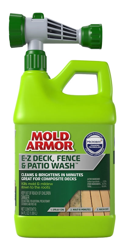 MOLD ARMOR Mold Armor FG512M E-Z Deck Wash, Liquid, Clear/Light Yellow, 64 oz, Spray Dispenser