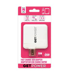 GET POWER GetPower GP-AC2USB-PD USB AC Adapter, 2 -USB Port, White