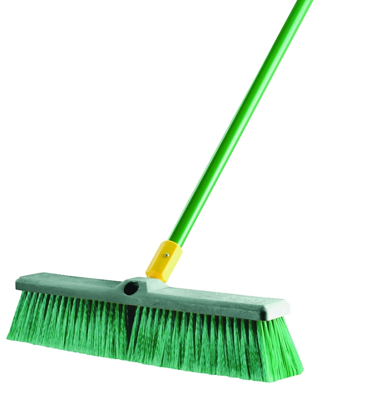 QUICKIE Quickie Bulldozer 00528 Push Broom, 18 in Block, Polypropylene Bristle, Steel Handle, 60 in Handle