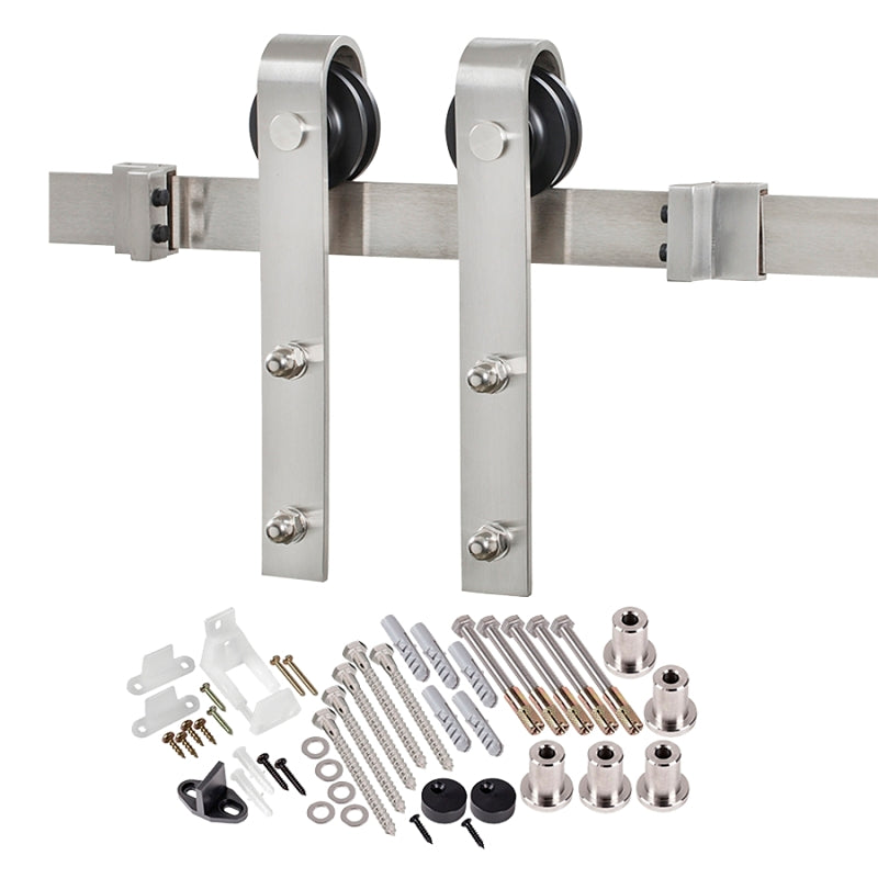 RENIN Renin BD102K-07800-SS Bent Strap Barn Door Hardware Kit, 78-3/4 in L Track, Steel, Stainless Steel, Wall HARDWARE & FARM SUPPLIES RENIN