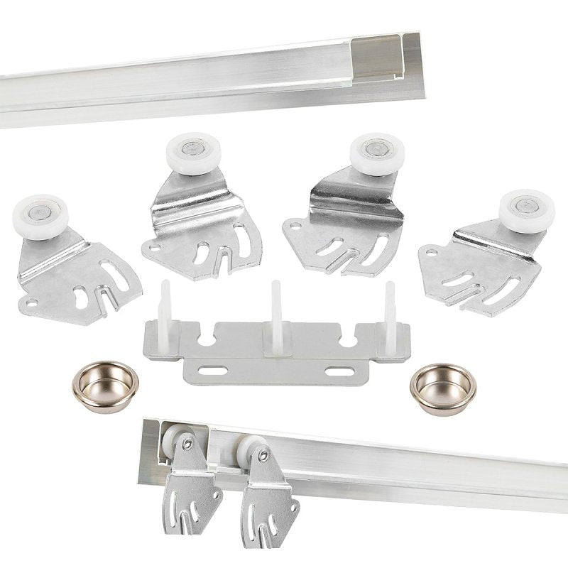 RENIN Renin BP0022F-04800-AL Hardware and J-Track Set, 48 in L Track, Aluminum, For: 1-3/8 in THK Bypass Door HARDWARE & FARM SUPPLIES RENIN