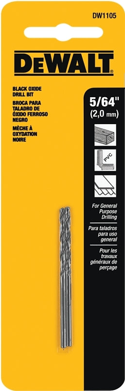DEWALT DEWALT DW1105 Jobber Drill Bit, 5/64 in Dia, 2 in OAL, Parabolic Flute, 5/64 in Dia Shank, Round Shank TOOLS DEWALT