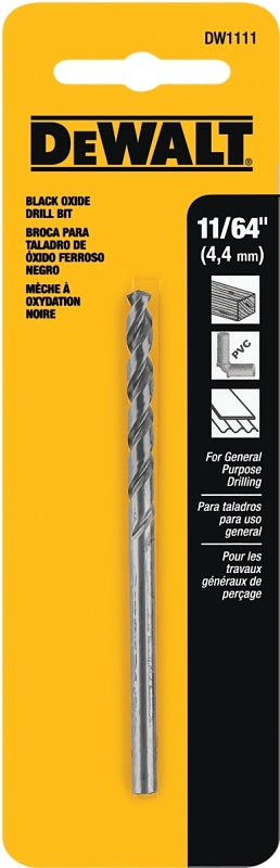 DEWALT DEWALT DW1111 Jobber Drill Bit, 11/64 in Dia, 3-1/4 in OAL, Parabolic Flute, 11/64 in Dia Shank, Round Shank