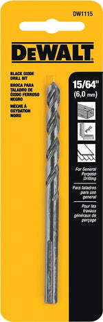 DEWALT DEWALT DW1115 Jobber Drill Bit, 15/64 in Dia, 3-7/8 in OAL, Parabolic Flute, 15/64 in Dia Shank, Round Shank TOOLS DEWALT