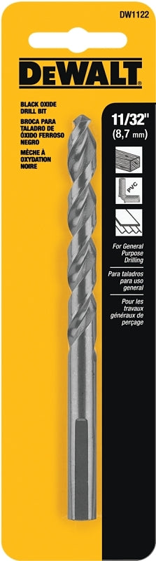 DEWALT DEWALT DW1122 Jobber Drill Bit, 11/32 in Dia, 4-3/4 in OAL, Parabolic Flute, 11/32 in Dia Shank, Round Shank TOOLS DEWALT