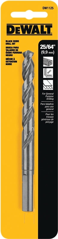 DEWALT DEWALT DW1125 Jobber Drill Bit, 25/64 in Dia, 5-1/8 in OAL, Parabolic Flute, 25/64 in Dia Shank, Round Shank TOOLS DEWALT