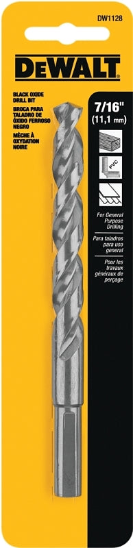 DEWALT DEWALT DW1128 Jobber Drill Bit, 7/16 in Dia, 5.59 in OAL, Parabolic Flute, 7/16 in Dia Shank, Round Shank TOOLS DEWALT