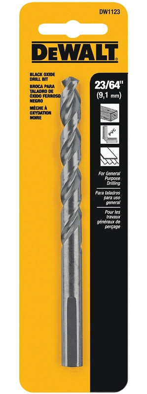 DEWALT DEWALT DW1123 Jobber Drill Bit, 23/64 in Dia, 4-7/8 in OAL, Parabolic Flute, 23/64 in Dia Shank, Round Shank TOOLS DEWALT