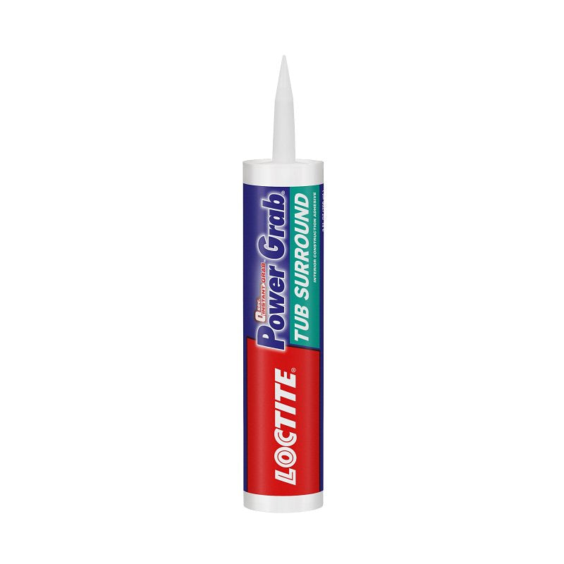 LOCTITE Loctite Power Grab 2546759 Tub Surround Adhesive, Solid, Mild Acrylic, White, 10 oz Cartridge