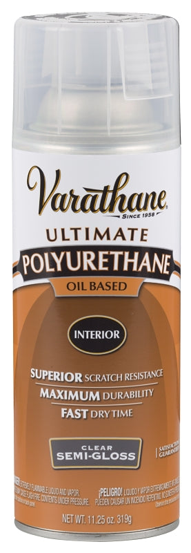 VARATHANE Varathane 6081 Polyurethane, Semi-Gloss, Liquid, Clear, 11.25 oz, Aerosol Can PAINT VARATHANE