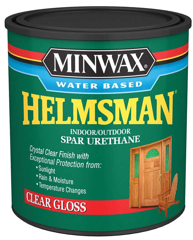 MINWAX Minwax Helmsman 630500444 Spar Varnish, Gloss, Crystal Clear, Liquid, 1 qt, Can PAINT MINWAX