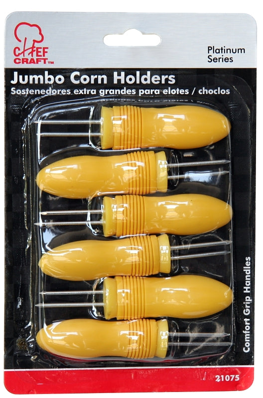 CHEF CRAFT Chef Craft 21075 Corn Holder, 7 in L, 5 in W, Plastic, Yellow HOUSEWARES CHEF CRAFT
