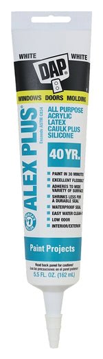 DAP DAP 18128 Caulk, White, -20 to 180 deg F, 5.5 fl-oz Tube PAINT DAP
