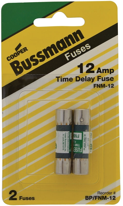 BUSSMANN Bussmann BP/FNM-12 Time Delay Fuse, 12 A, 250 V, 10 kA Interrupt, Melamine Body