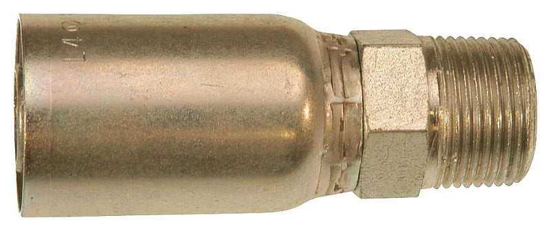 GATES Gates MegaCrimp G25100-0808 Hose Coupling, 1/2 x 1/2 in Dia, 2.87 in, 1/2-14, Crimp x NPTF, Straight Angle, Steel, Zinc