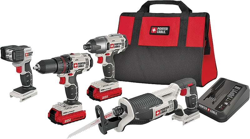 PORTER-CABLE Porter-Cable PCCK615L4 Combination Tool Kit, Battery Included, 1.5 Ah, 20 V, Lithium-Ion TOOLS PORTER-CABLE