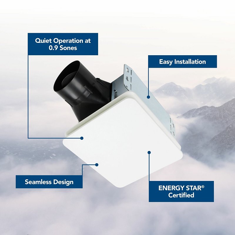 BROAN MFG Broan Roomside Series BE8 Bathroom Exhaust Fan, 7-1/2 in L, 7-1/4 in W, 0.2 A, 120 V, 1-Speed, 80 cfm Air, Metal, White PLUMBING, HEATING & VENTILATION BROAN MFG