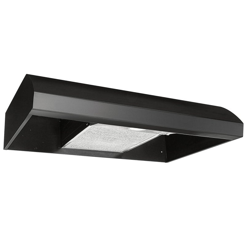 BROAN MFG Broan BXT1 Series BXT130BL Under-Cabinet Range Hood, 270 cfm, Convertible Built-In Vent, 30 in W, 18 in D, 6 in H, Steel