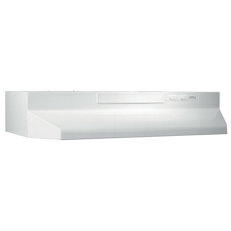 BROAN MFG Broan F40000 Series F403611 Range Hood, 160 cfm, 2 Fan, Duct Vent, 36 in W, 17-1/2 in D, 6 in H, White