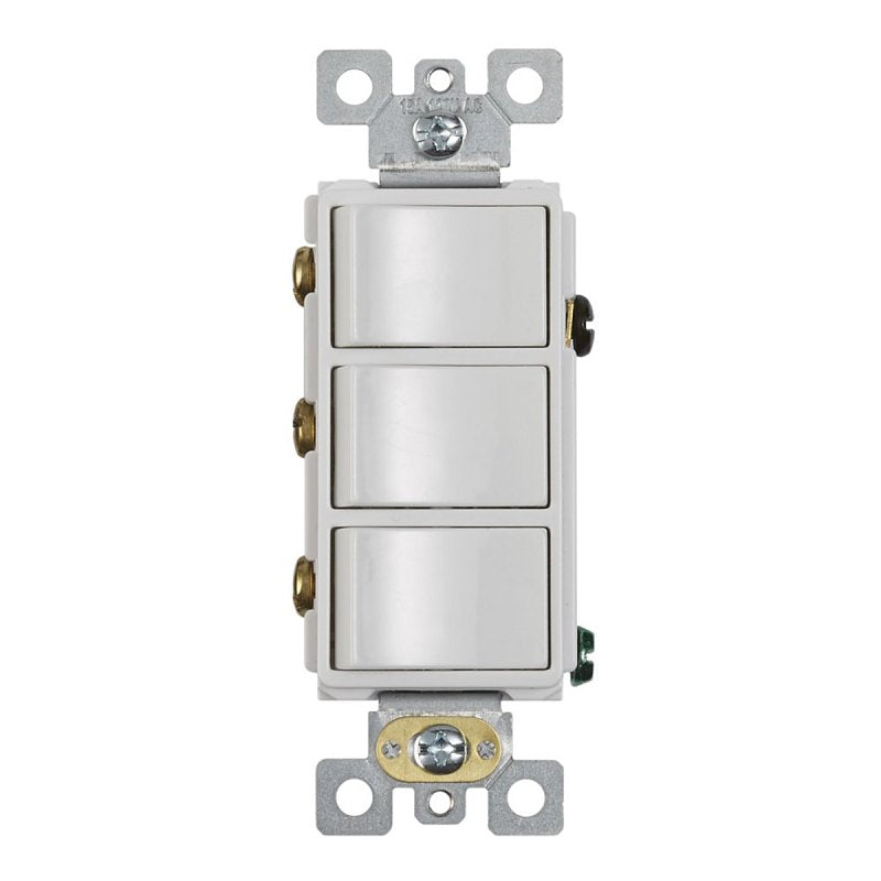 BROAN MFG Broan P3RW Three-Rocker Switch, 15 A, 120 VAC, White