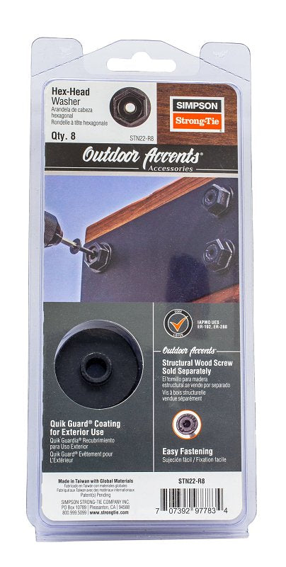 SIMPSON STRONG-TIE Simpson Strong-Tie Outdoor Accents STN22R8 Hex Head Washer, Black, Powder-Coated