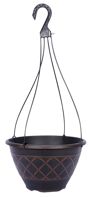SOUTHERN PATIO Southern Patio HDR-054825 Hanging Basket Planter, 12 in H, Resin, Brown