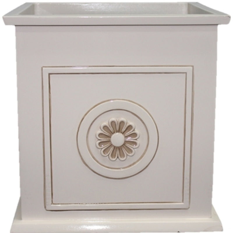 SOUTHERN PATIO Southern Patio CMX-047001 Planter, 16 in H, 16 in W, 16 in D, Square, Ceramic, Ivory, Gloss