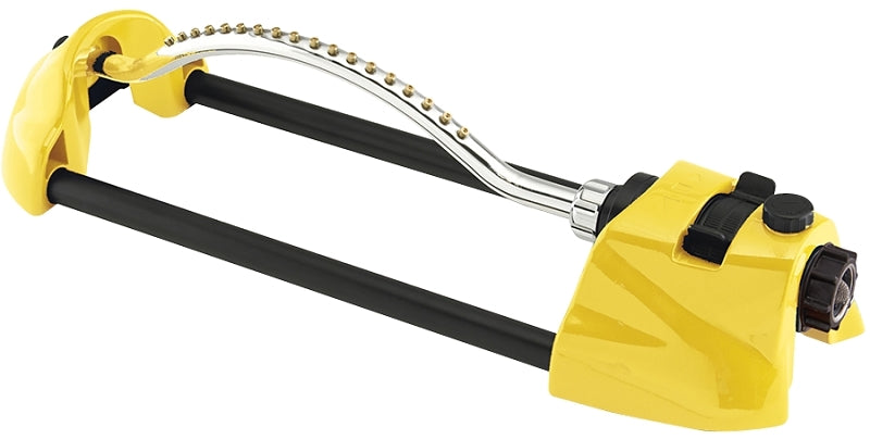 DRAMM Dramm 15003 Oscillating Sprinkler, Yellow, 1110 to 3000 sq-ft, Pop-Up Nozzle Trajectory, Spray Nozzle, Brass/Zinc