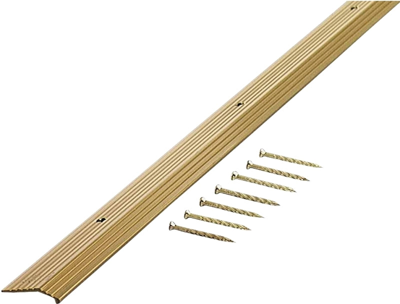 M-D M-D 79087 Carpet Trim, 72 in L, 7/8 in W, Fluted Surface, Aluminum, Satin Brass