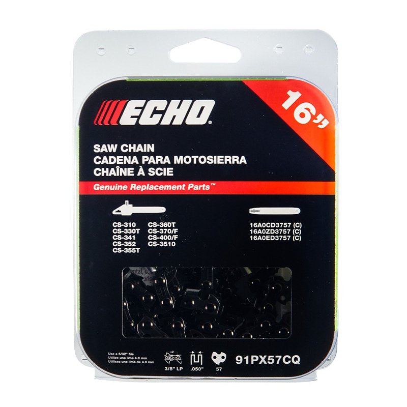 ECHO Echo 91PX Series 91PX57CQ Chainsaw Chain, Low Kickback, Low Vibration Chain, 16 in L Bar, 0.05 in, 3/8 in TPI/Pitch OUTDOOR LIVING & POWER EQUIPMENT ECHO