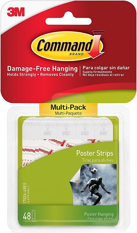 COMMAND Command 17024-48ES Small Poster Strip, Foam Backing, White, 1 lb