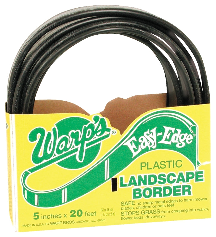 WARP'S Warp's Easy-Edge LB-520-B Landscape Border, 20 ft L, 5 in H, Plastic/Polyethylene, Black