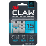CLAW 3M CLAW 3PH15M-5ES Drywall Picture Hanger, 15 lb, Steel, Push-In, 5/PK
