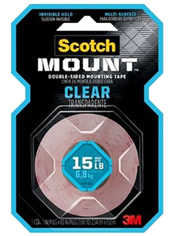 SCOTCH Scotch-Mount 410H-DC Mounting Tape, 1.52 m L, 2.54 cm W, Acrylic Backing, Clear PAINT SCOTCH