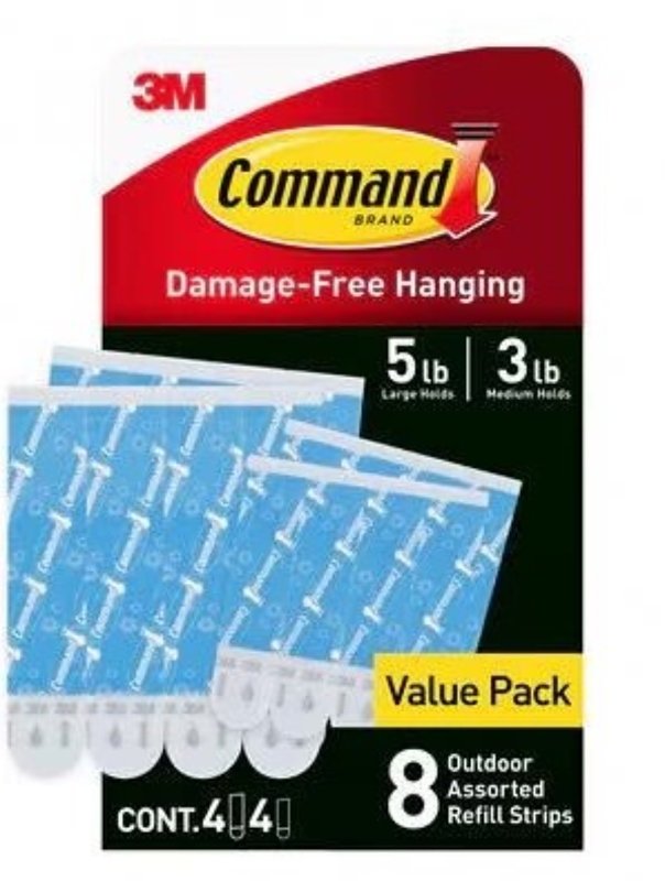 COMMAND Command 17615AWB-8ESF Adhesive Strip Assortment, 1/32 in Thick, Foam Backing
