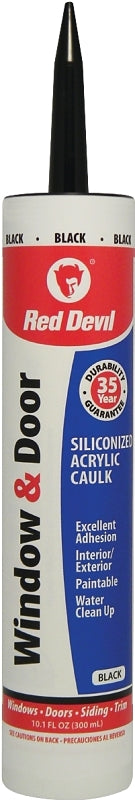 RED DEVIL Red Devil 084660 Siliconized Acrylic Caulk, Black, -20 to 180 deg F, 10.1 fl-oz Cartridge