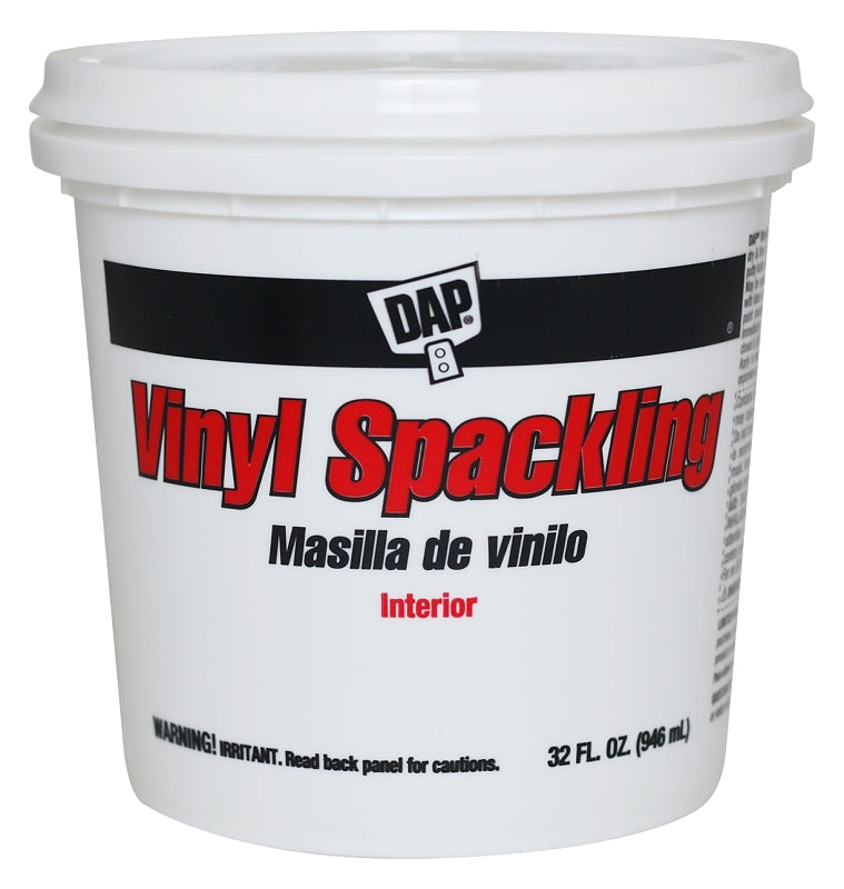 DAP DAP 12132 Vinyl Spackling, Latex, Oil Base, White, 1 qt Tub PAINT DAP