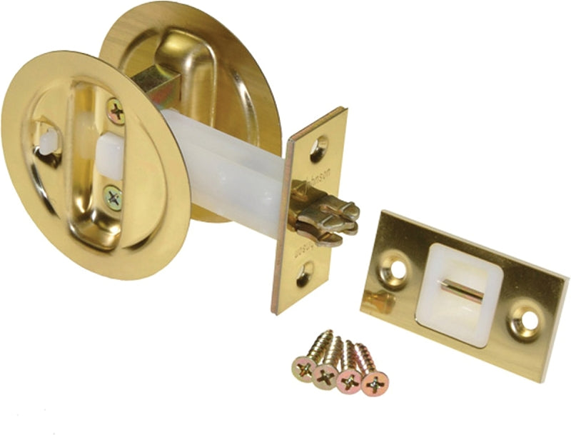 L.E. JOHNSON PRODUCTS Johnson Hardware 15213PK1 Pocket Door Lock, US3 Brass, 2-3/8 in Backset HARDWARE & FARM SUPPLIES L.E. JOHNSON PRODUCTS