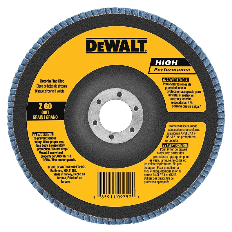 DEWALT DeWALT DW8352 Flap Disc, 4-1/2 in Dia, 7/8 in Arbor, Coated, 60 Grit, Medium, Zirconium Oxide Abrasive TOOLS DEWALT   