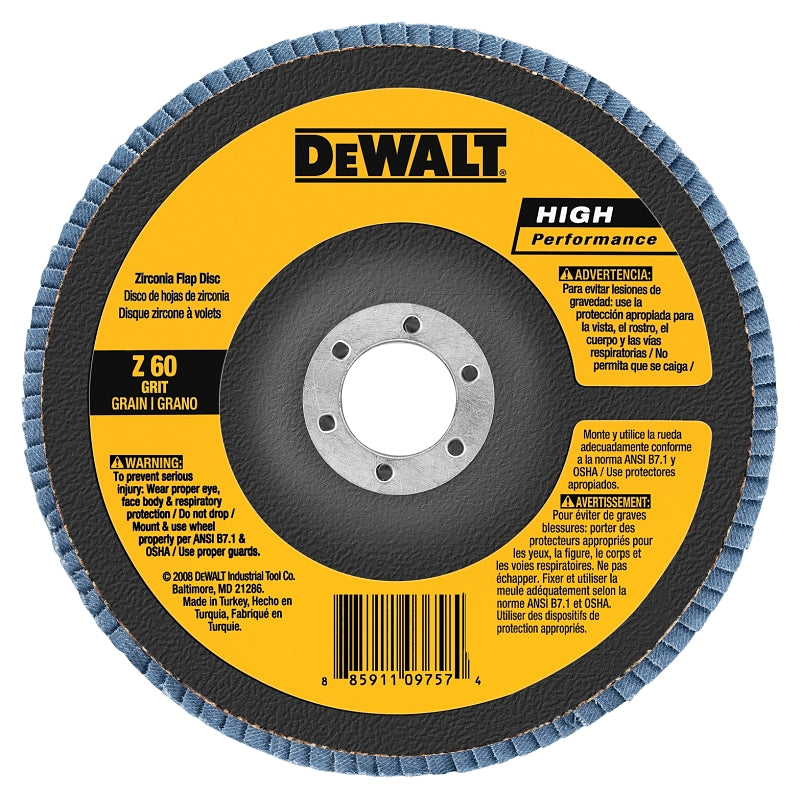 DEWALT DEWALT DW8353 Flap Disc, 4-1/2 in Dia, 7/8 in Arbor, Coated, 80 Grit, Medium, Zirconium Oxide Abrasive TOOLS DEWALT