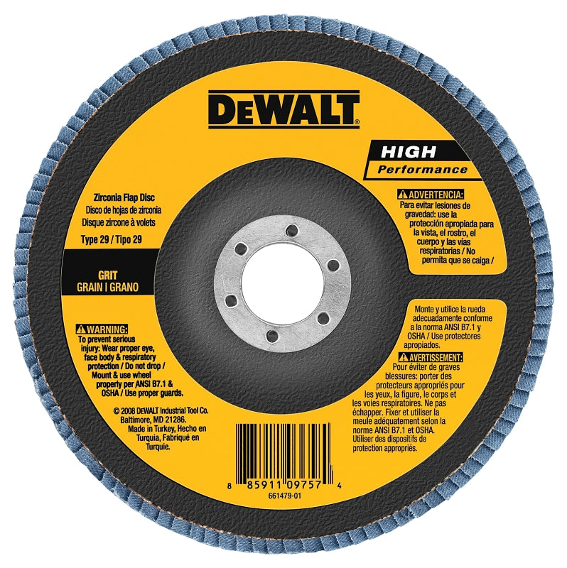 DEWALT DEWALT HP Series DW8381H Flap Disc, 6 in Dia, 5/8-11 Arbor, 60 Grit, Zirconia Abrasive, Fiberglass Backing