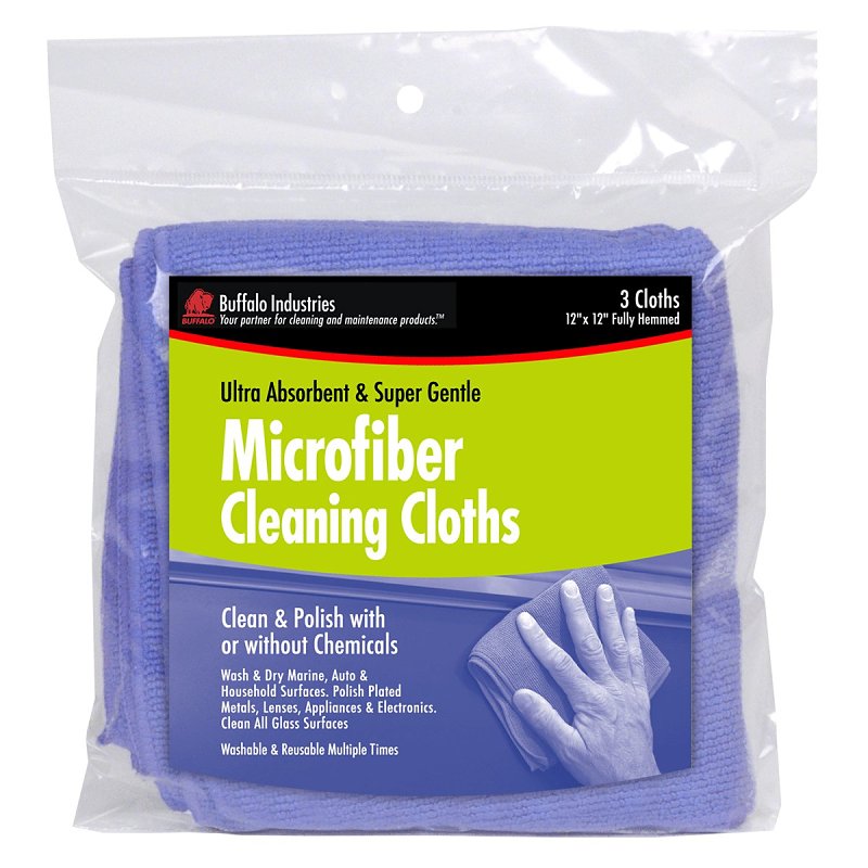 BUFFALO Buffalo 64000 Cleaning Cloth, 12 in L, 12 in W, Polyester/Polyamide, Blue AUTOMOTIVE BUFFALO