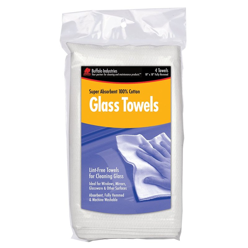 BUFFALO Buffalo 63100HB Glass Cleaning Cloth, 18 in L, 18 in W, Cotton, White PAINT BUFFALO