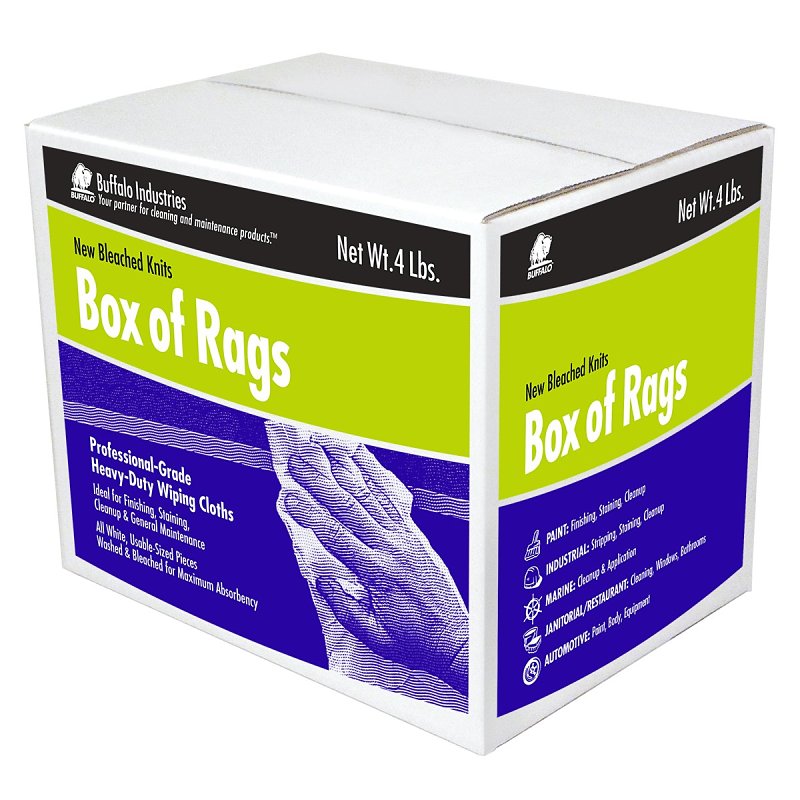 BUFFALO Buffalo 12020 Bleached Knit Rag, Bright White, 4 lb AUTOMOTIVE BUFFALO