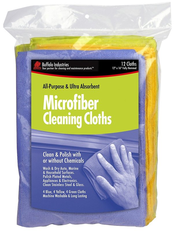 BUFFALO INDUSTRIES LLC Buffalo 65003 Cleaning Cloth, 16 in L, 12 in W, Polyamide Microfiber/Polyester