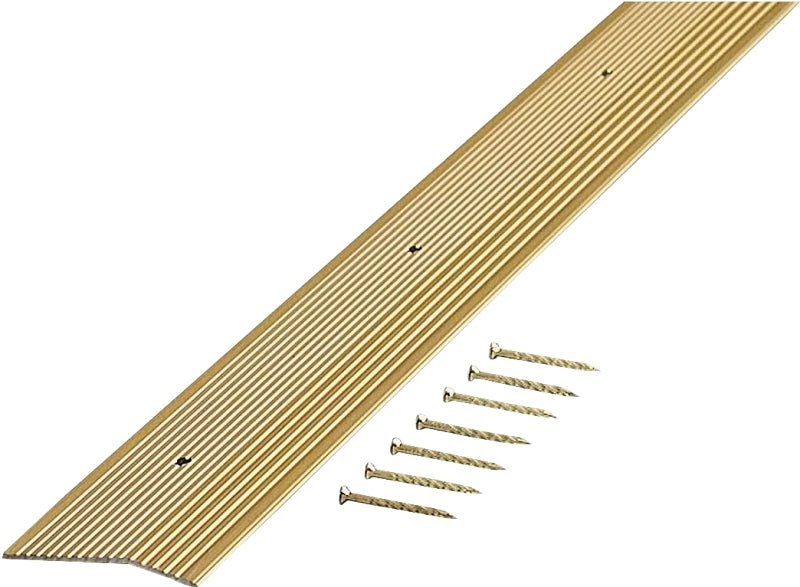 M-D M-D 79251 Carpet Trim, 72 in L, 2 in W, Fluted Surface, Aluminum, Satin Brass